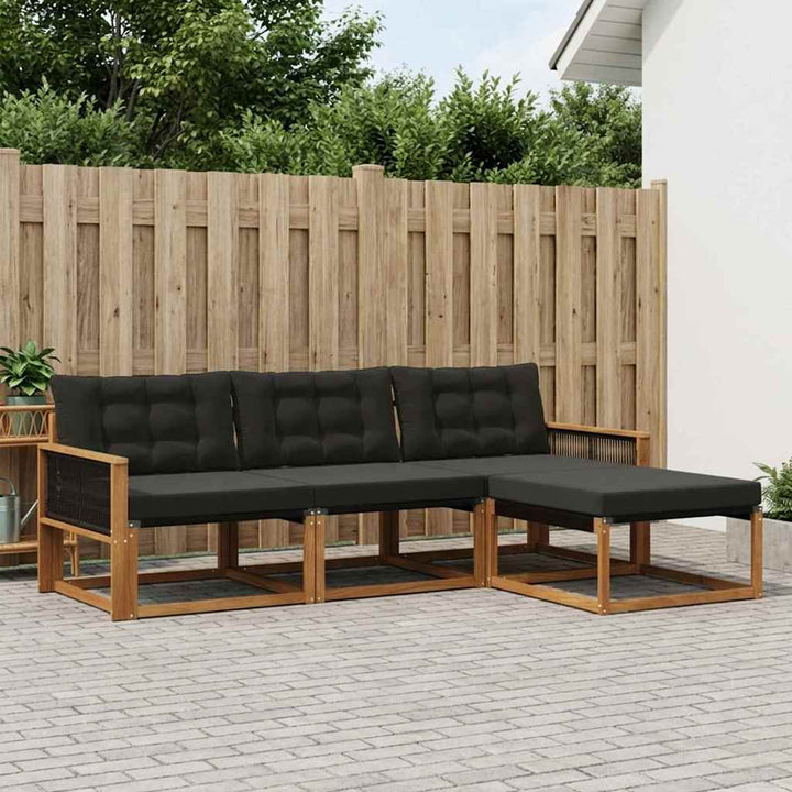 Udendørs sofagruppe med pude 4 pcs Naturfarvet og sort