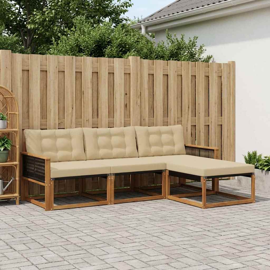 Udendørs sofagruppe 4 stk. Naturlig og Beige