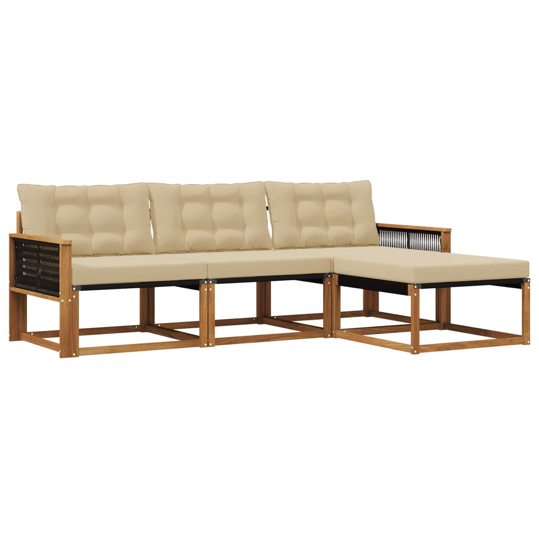 Udendørs sofagruppe med pude 4 pcs Naturlig og Beige