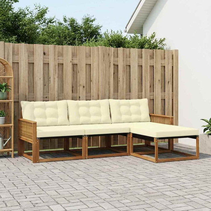 Udendørs sofagruppe med pude 4 pcs Naturlig og Fløde