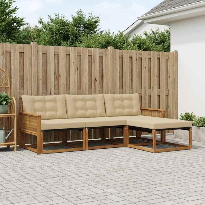 Udendørs sofagruppe med pude 4 pcs Naturlig og Beige