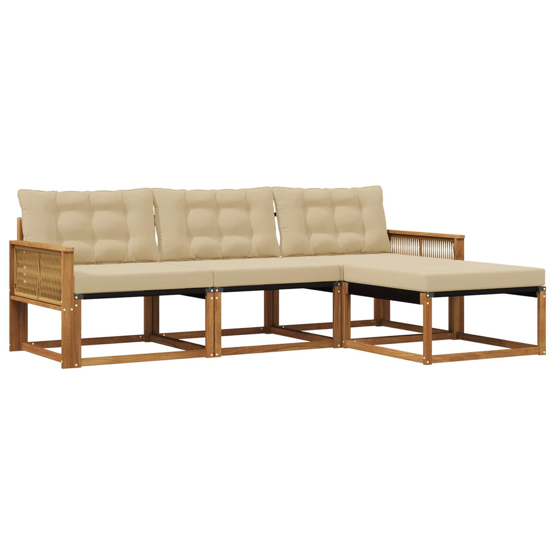 Udendørs sofagruppe med pude 4 pcs Naturlig og Beige