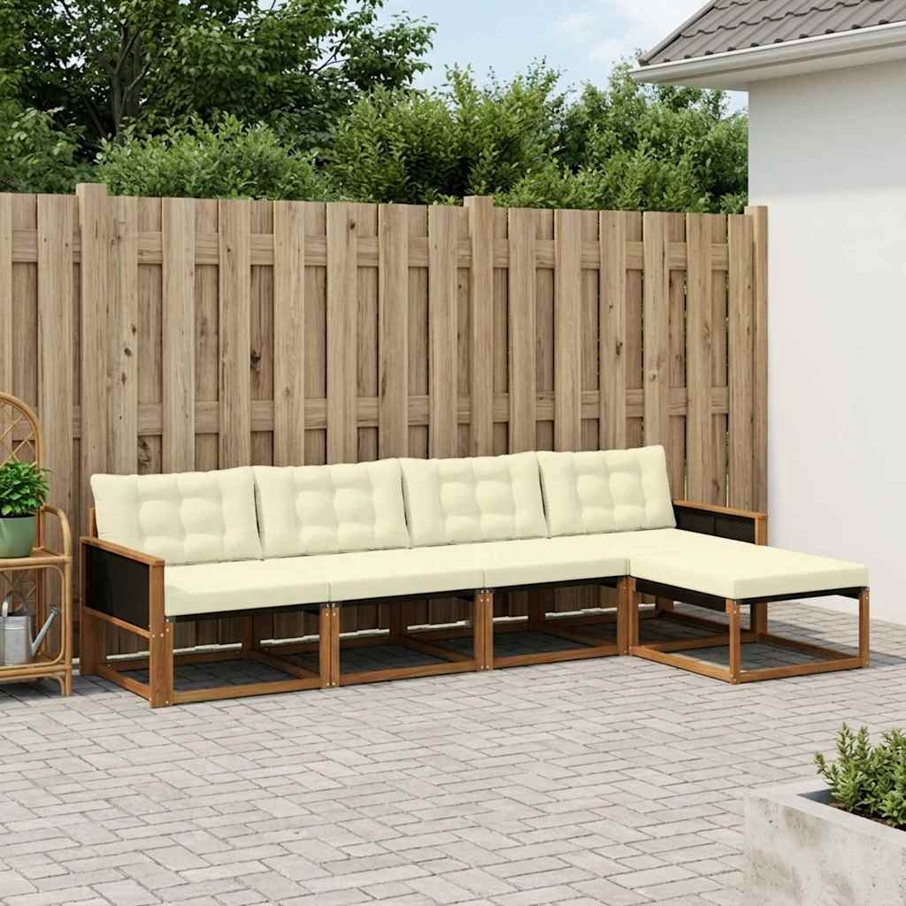 Udendørs sofagruppe med pude 5 pcs Naturlig og Fløde