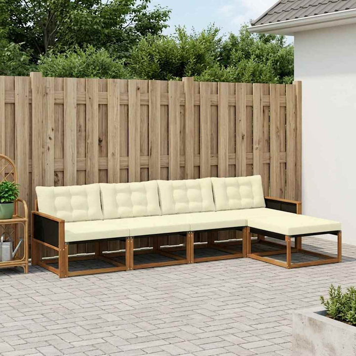 Udendørs sofagruppe med pude 5 pcs Naturlig og Fløde