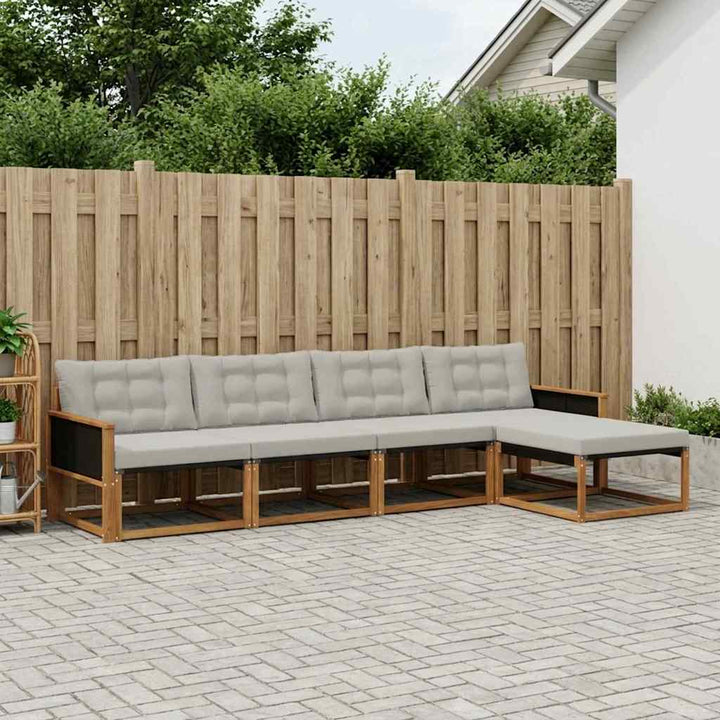 Udendørs sofagruppe med pude 5 pcs Naturfarvet og lysegrå