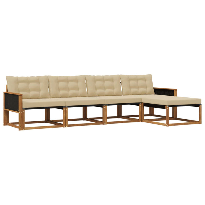 Udendørs sofagruppe med pude 5 pcs Naturlig og Beige