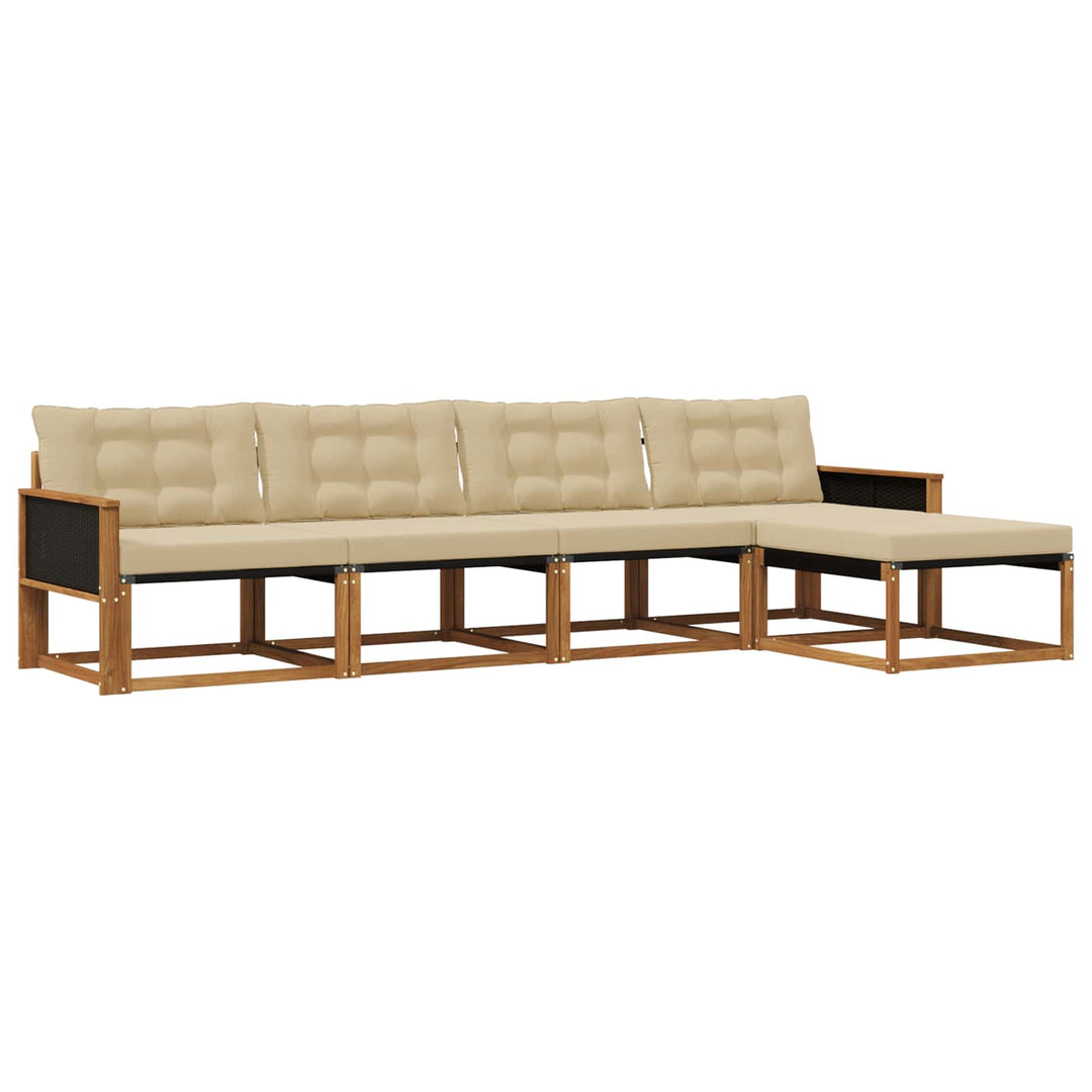 Udendørs sofagruppe 5 stk. Naturlig og Beige