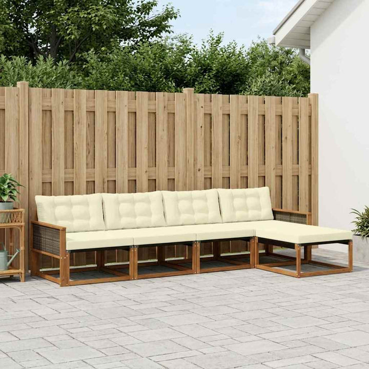 Udendørs sofagruppe med pude 5 pcs Naturlig og Fløde