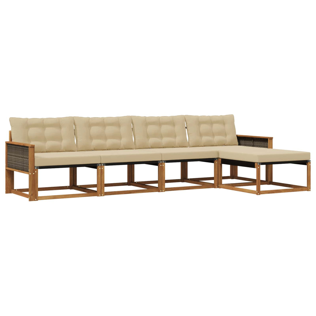 Udendørs sofagruppe 5 stk. Naturlig og Beige