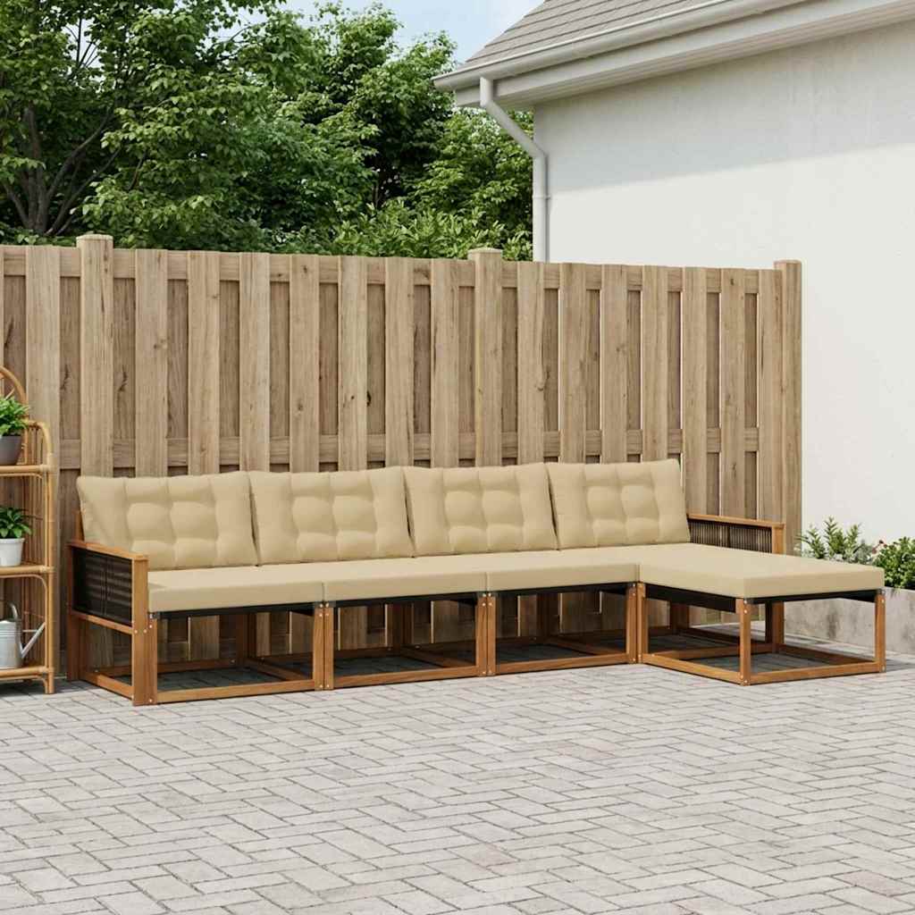 Udendørs sofagruppe 5 stk. Naturlig og Beige