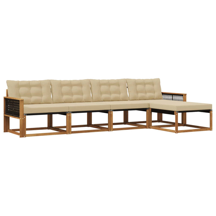 Udendørs sofagruppe med pude 5 pcs Naturlig og Beige