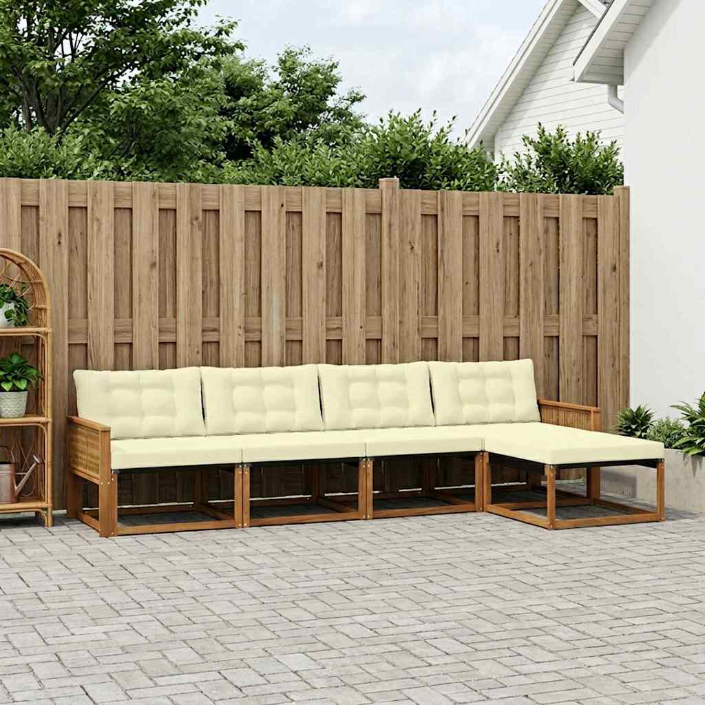 Udendørs sofagruppe med pude 5 pcs Naturlig og Fløde