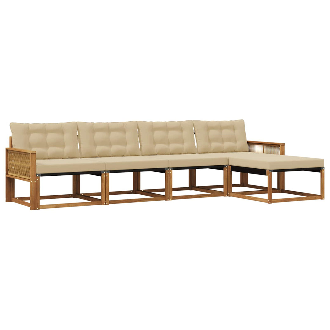 Udendørs sofagruppe med pude 5 pcs Naturlig og Beige