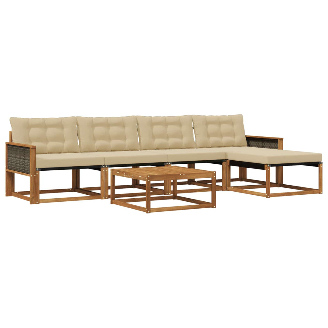 Udendørs sofagruppe med pude 6 pcs Naturlig og Beige