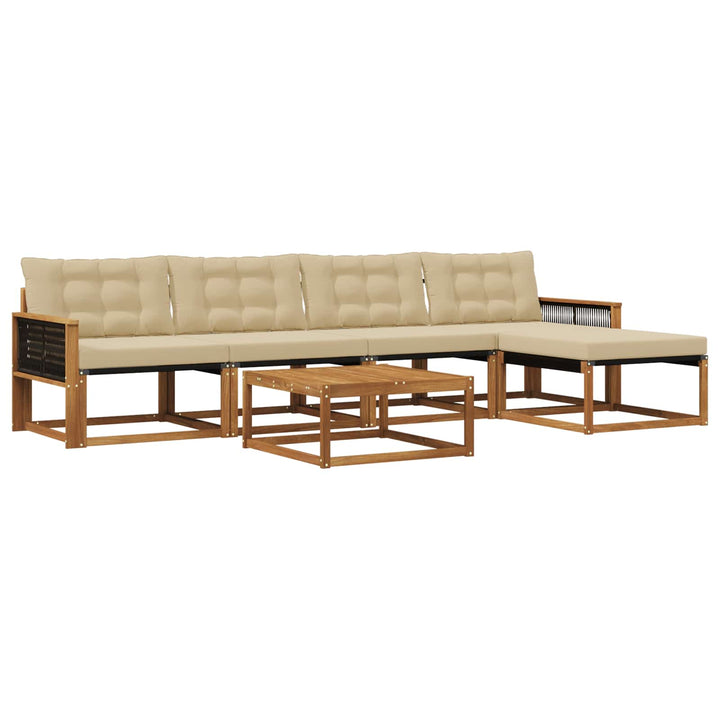 Udendørs sofagruppe med pude 6 pcs Naturlig og Beige
