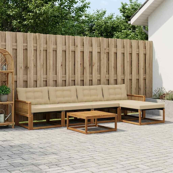 Udendørs sofagruppe med pude 6 pcs Naturlig og Beige