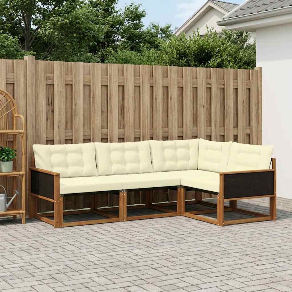 Udendørs sofagruppe med pude 4 pcs Naturlig og Fløde