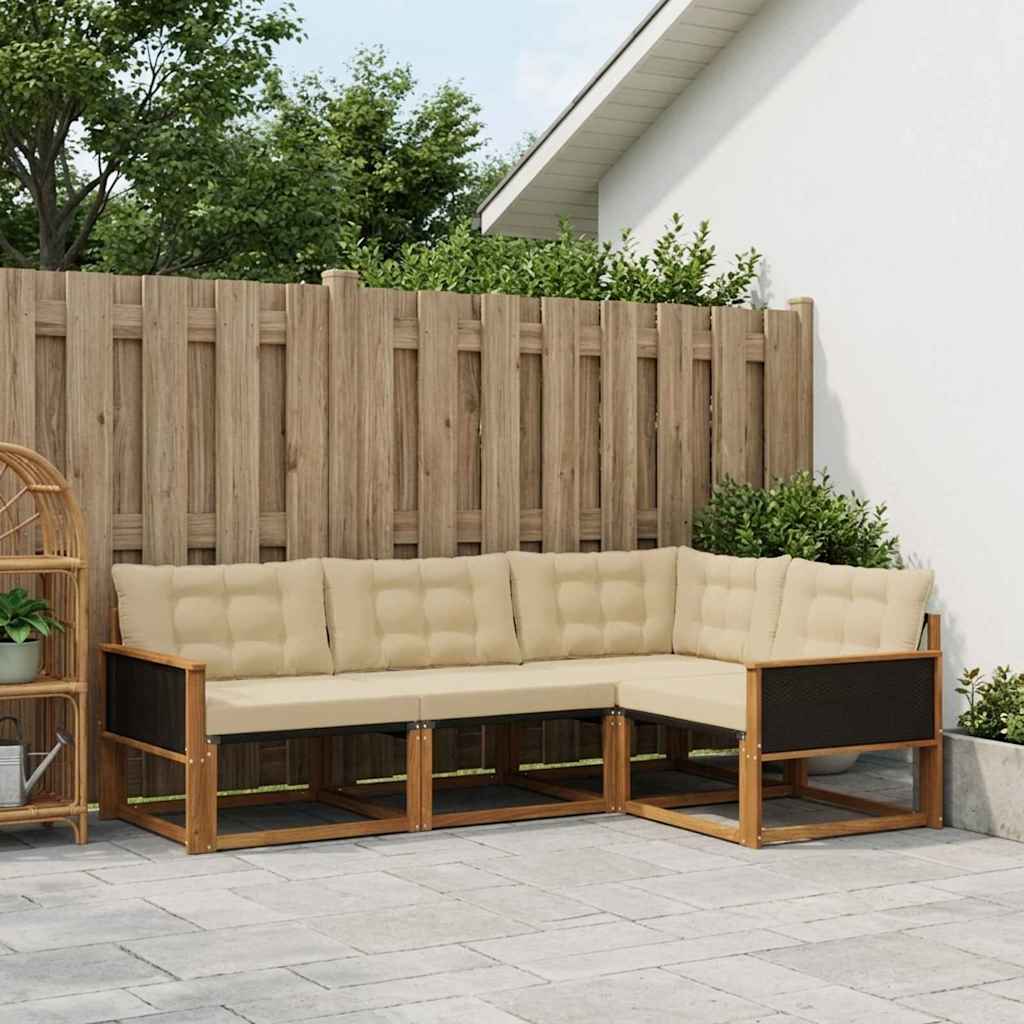 Udendørs sofagruppe med pude 4 pcs Naturlig og Beige