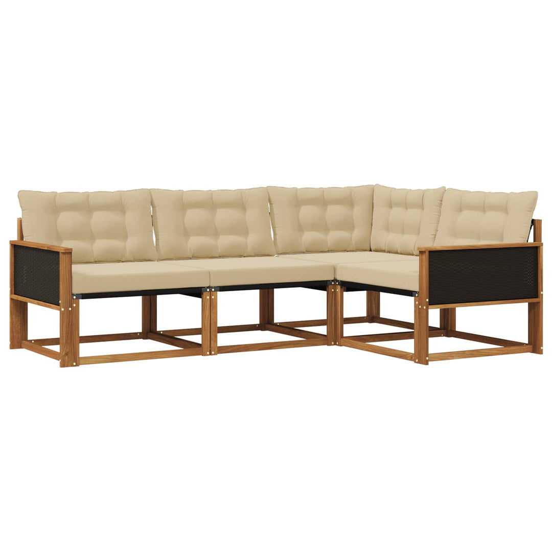 Udendørs sofagruppe med pude 4 pcs Naturlig og Beige