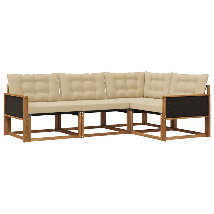 Udendørs sofagruppe med pude 4 pcs Naturlig og Beige