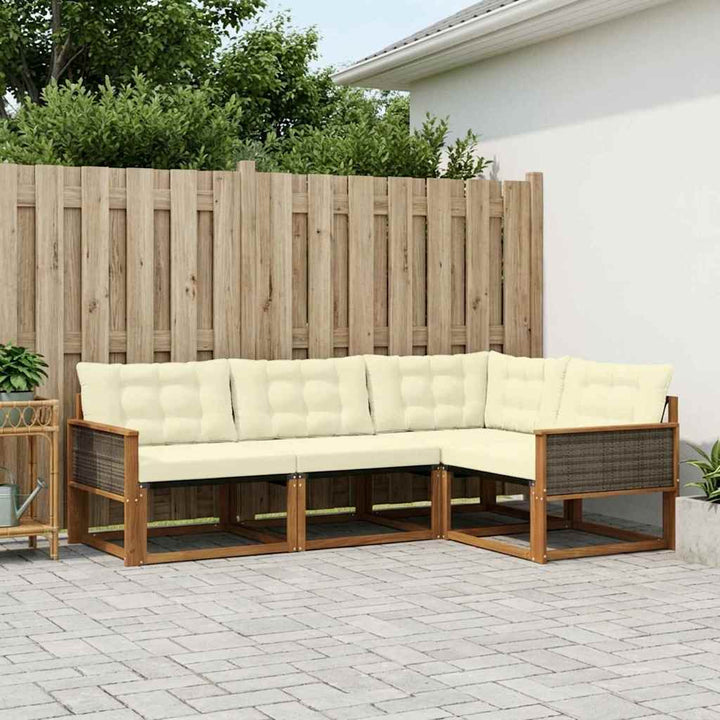 Udendørs sofagruppe med pude 4 pcs Naturlig og Fløde