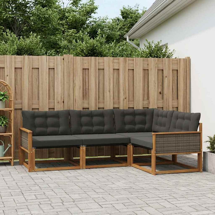 Udendørs sofagruppe med pude 4 pcs Naturfarvet og sort