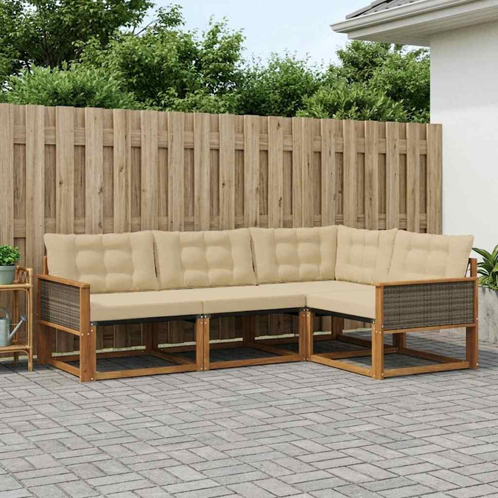 Udendørs sofagruppe med pude 4 pcs Naturlig og Beige