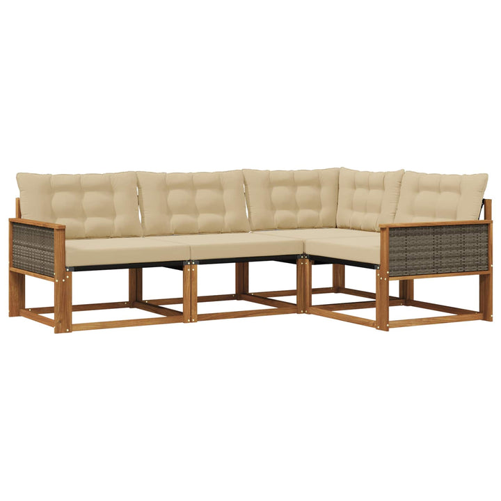 Udendørs sofagruppe med pude 4 pcs Naturlig og Beige
