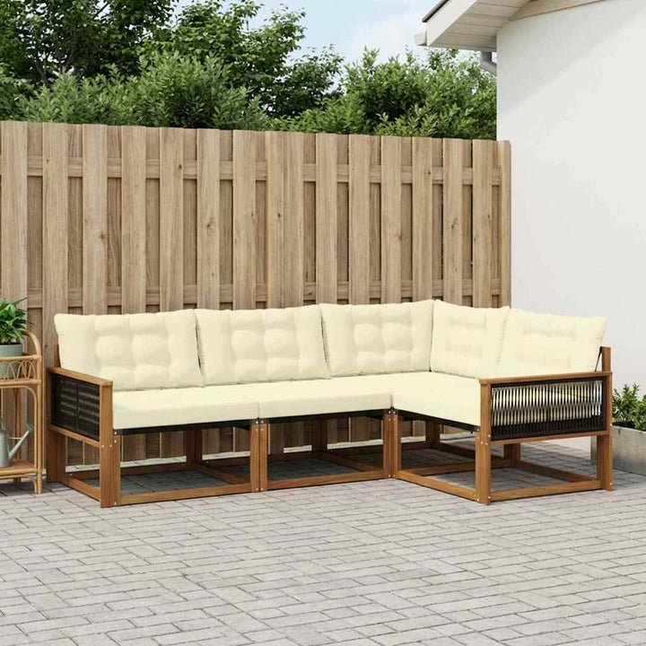 Udendørs sofagruppe med pude 4 pcs Naturlig og Fløde