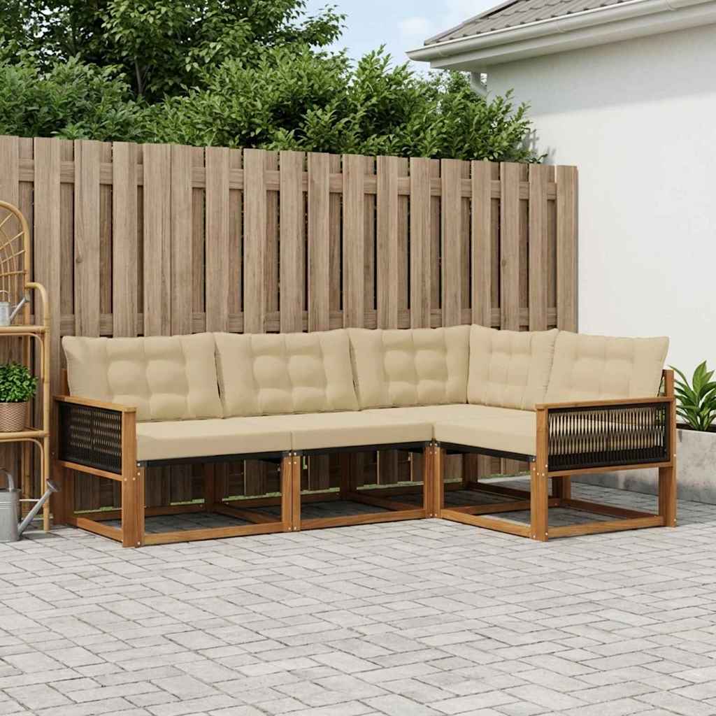 Udendørs sofagruppe med pude 4 pcs Naturlig og Beige