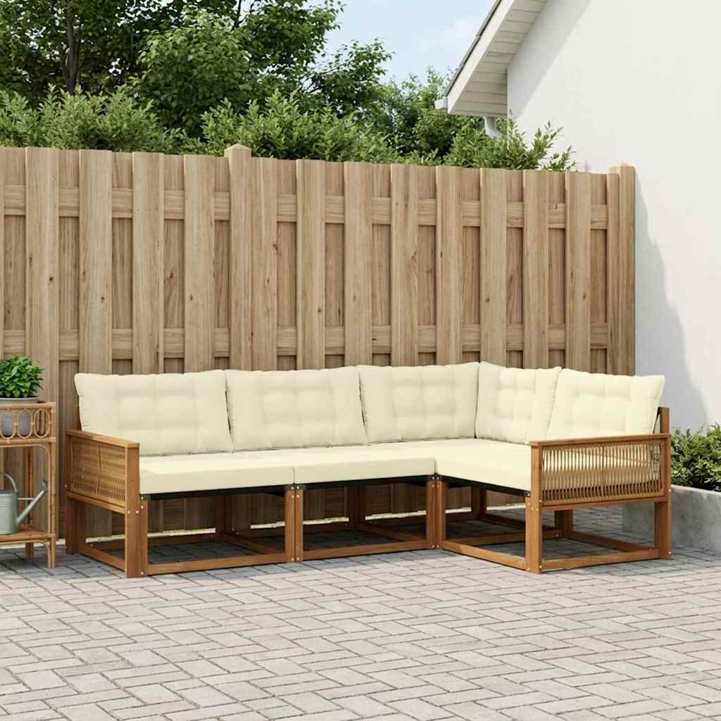 Udendørs sofagruppe med pude 4 pcs Naturlig og Fløde