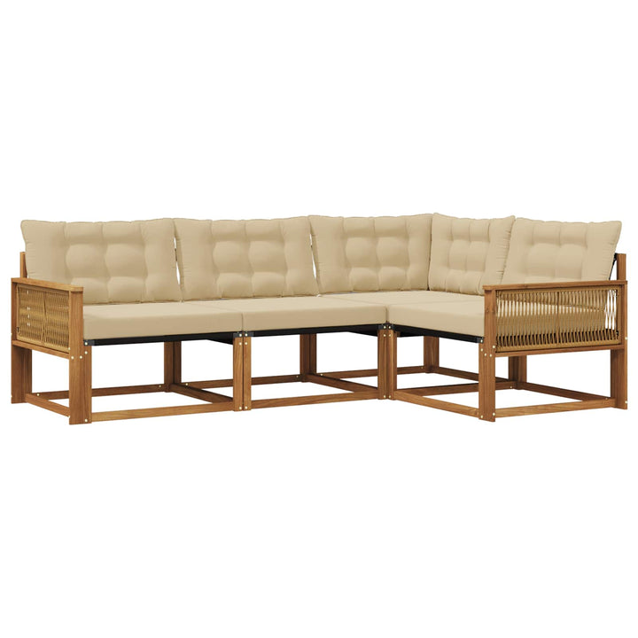 Udendørs sofagruppe med pude 4 pcs Naturlig og Beige