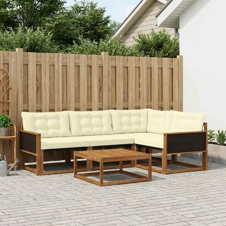 Udendørs sofagruppe med pude 5 pcs Naturlig og Fløde
