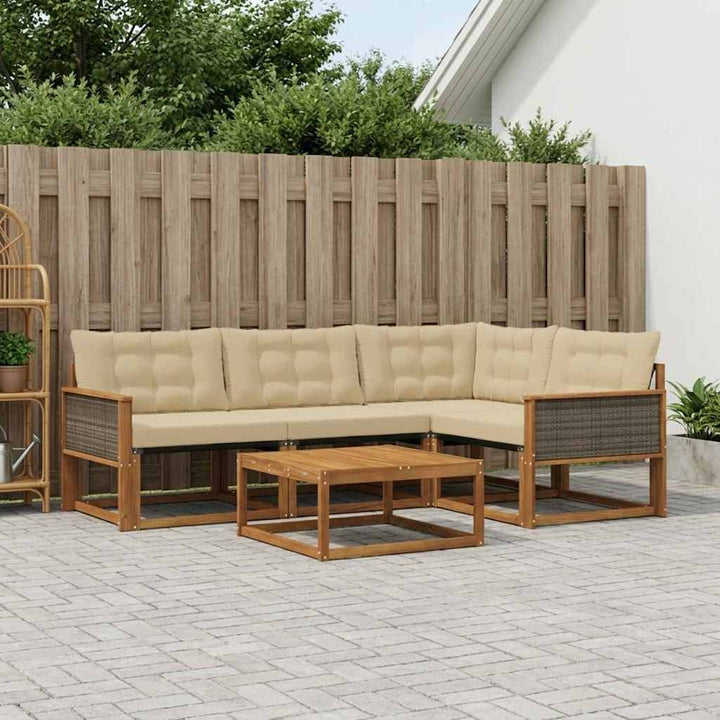 Udendørs sofagruppe med pude 5 pcs Naturlig og Beige