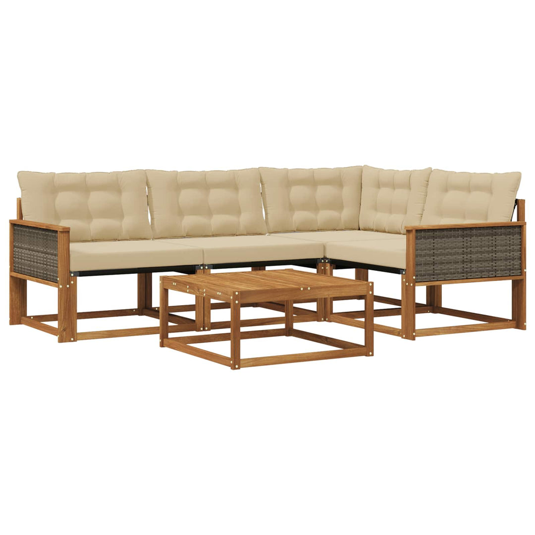 Udendørs sofagruppe med pude 5 pcs Naturlig og Beige