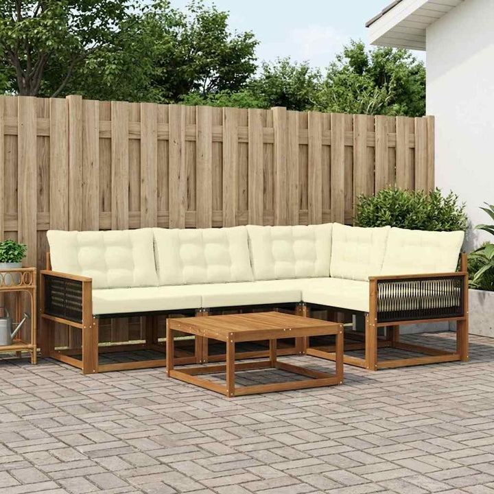 Udendørs sofagruppe med pude 5 pcs Naturlig og Fløde