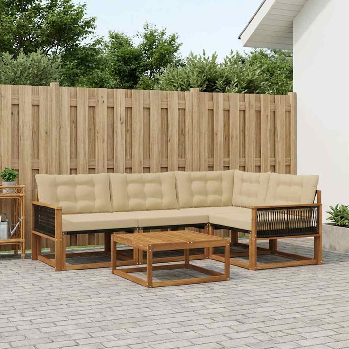 Udendørs sofagruppe med pude 5 pcs Naturlig og Beige
