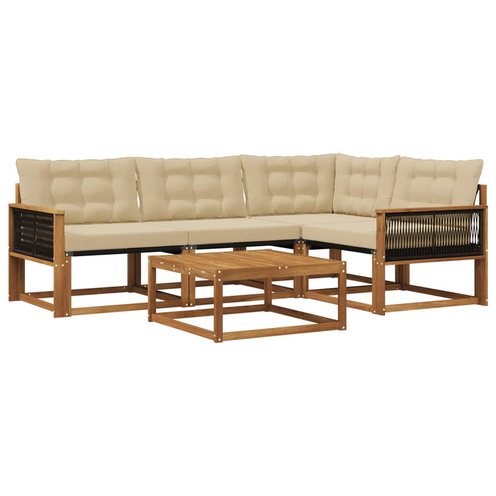 Udendørs sofagruppe med pude 5 pcs Naturlig og Beige