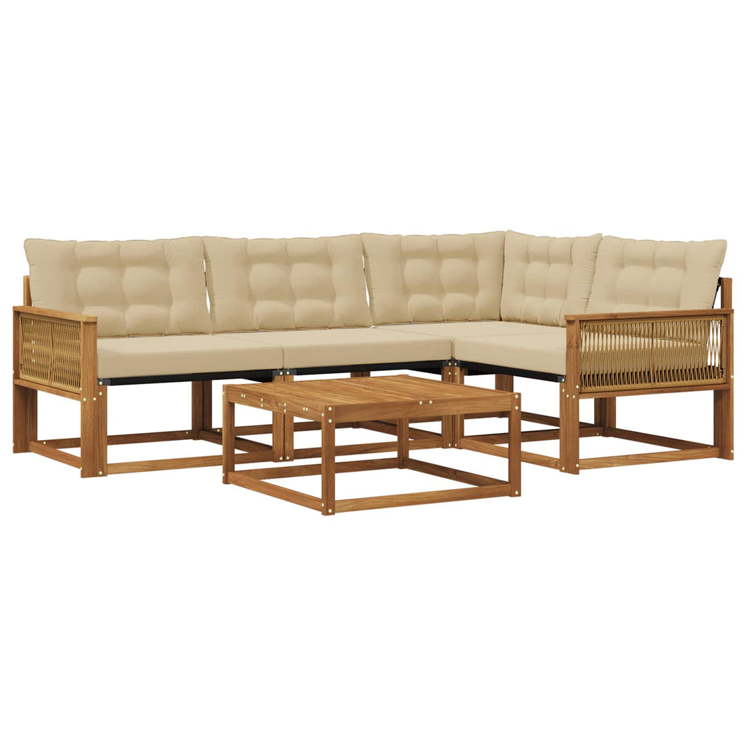 Udendørs sofagruppe med pude 5 pcs Naturlig og Beige