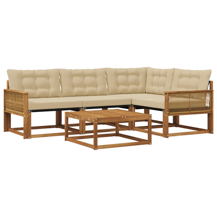Udendørs sofagruppe med pude 5 pcs Naturlig og Beige