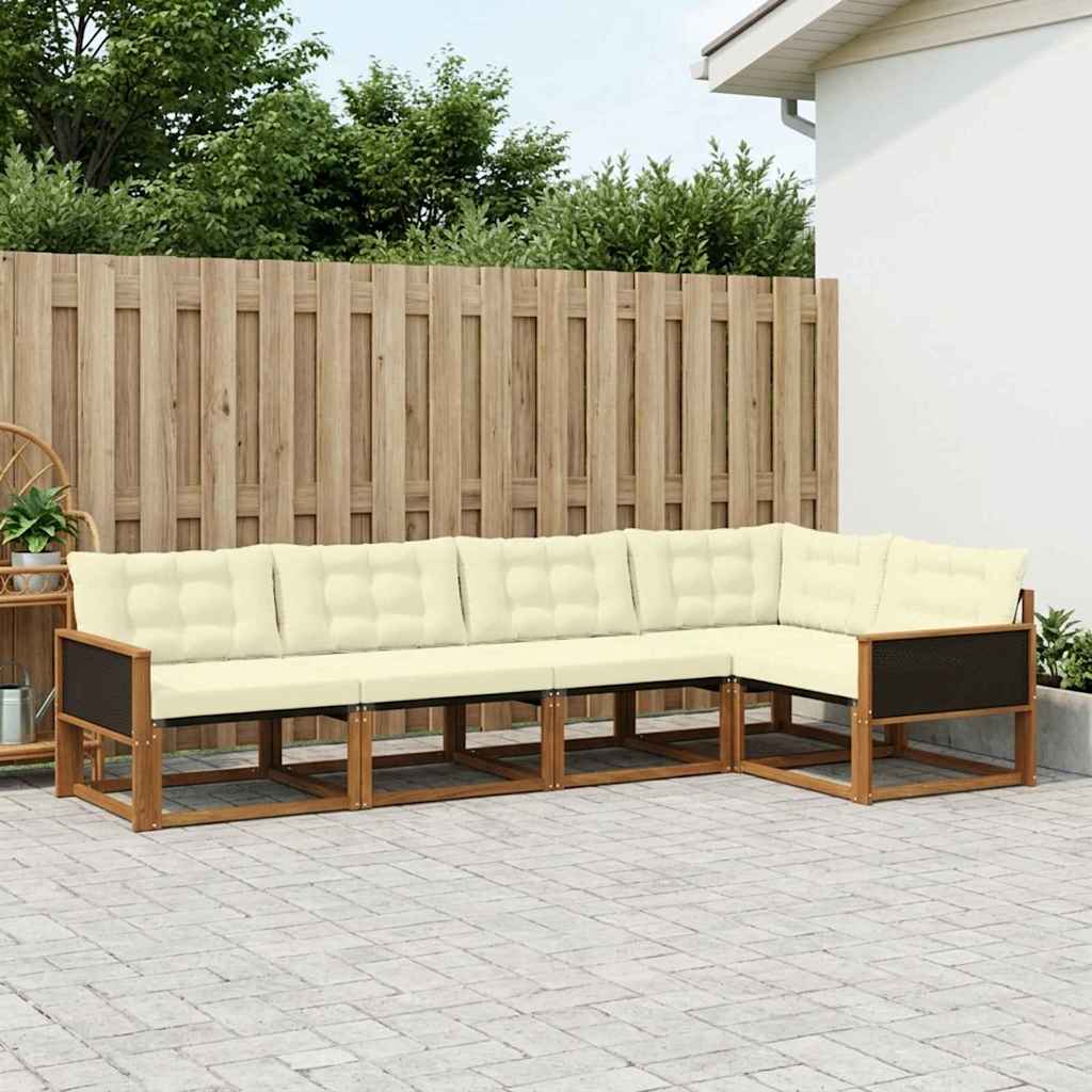 Udendørs sofagruppe med pude 5 pcs Naturlig og Fløde
