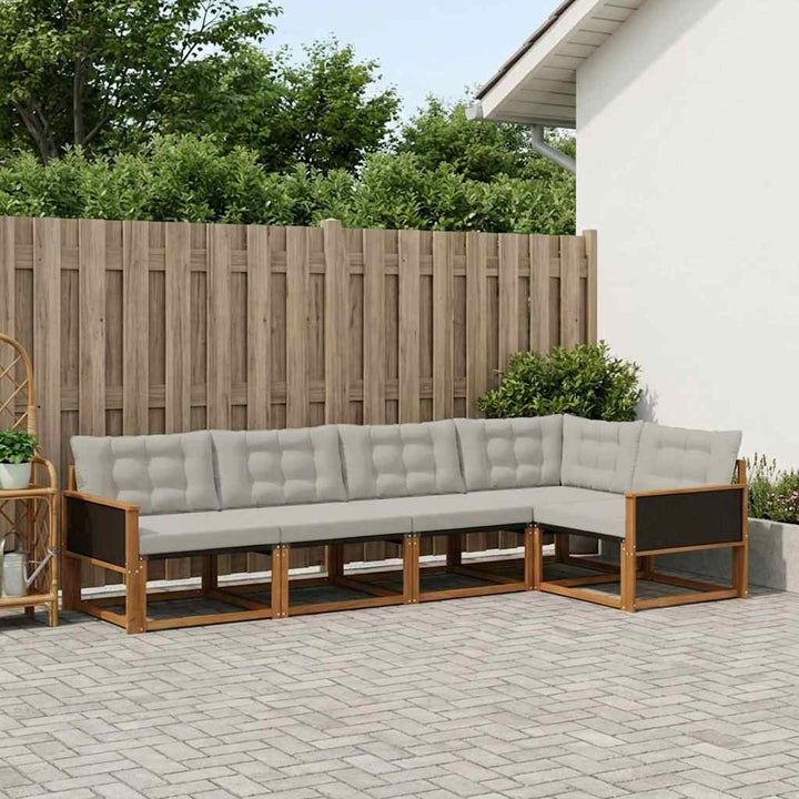 Udendørs sofagruppe med pude 5 pcs Naturfarvet og lysegrå
