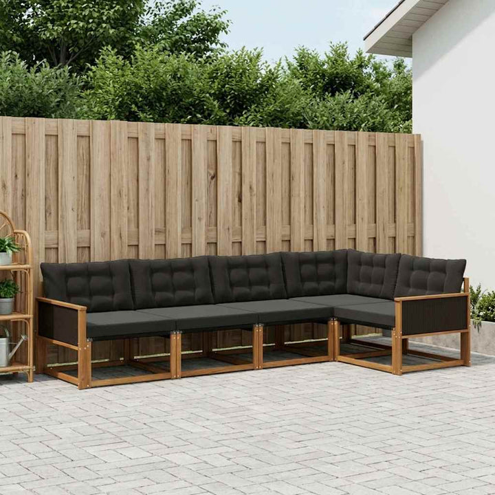 Udendørs sofagruppe med pude 5 pcs Naturfarvet og sort