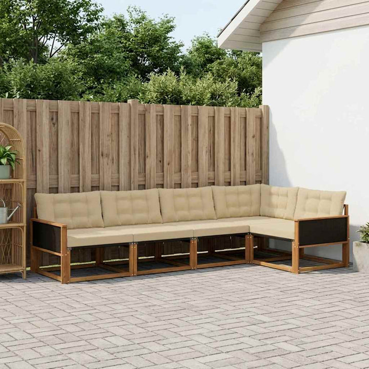 Udendørs sofagruppe med pude 5 pcs Naturlig og Beige