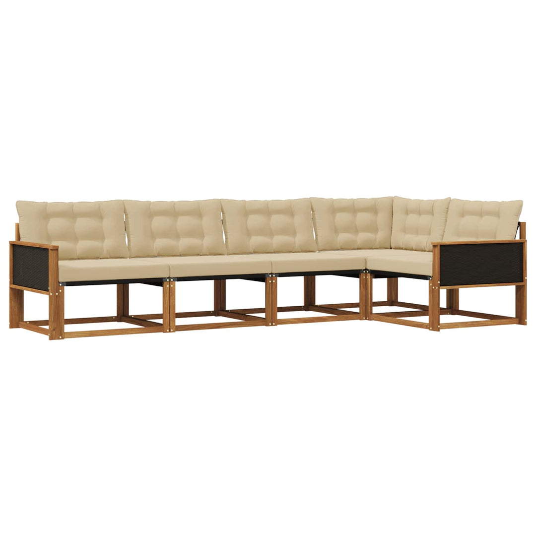 Udendørs sofagruppe med pude 5 pcs Naturlig og Beige