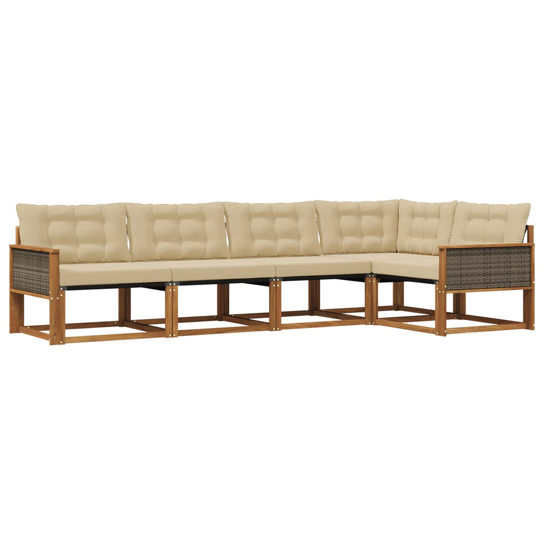 Udendørs sofagruppe med pude 5 pcs Naturlig og Beige