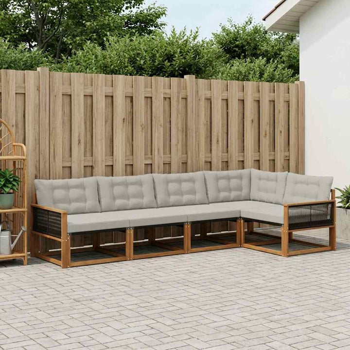 Udendørs sofagruppe med pude 5 pcs Naturfarvet og lysegrå