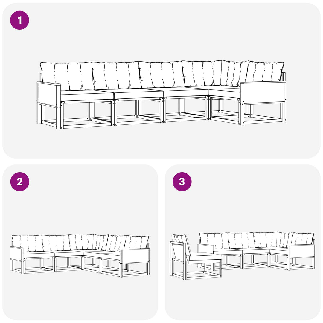 Udendørs sofagruppe med pude 5 pcs Naturlig og Beige