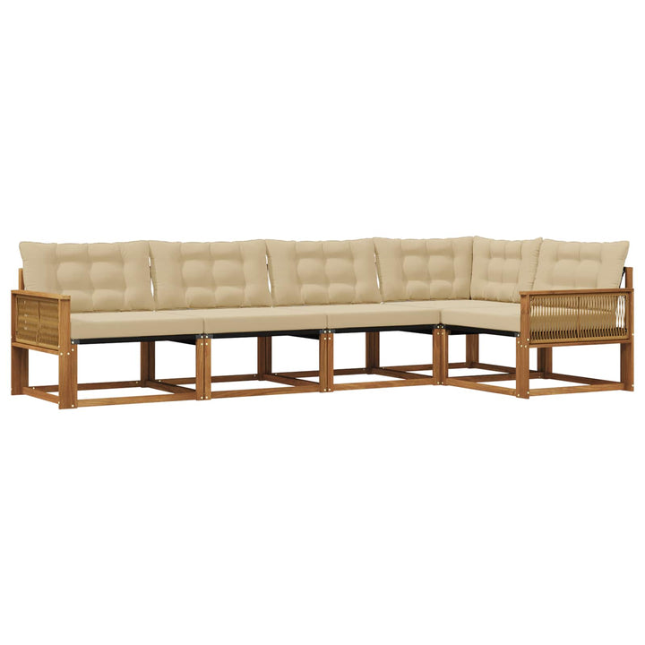 Udendørs sofagruppe med pude 5 pcs Naturlig og Beige