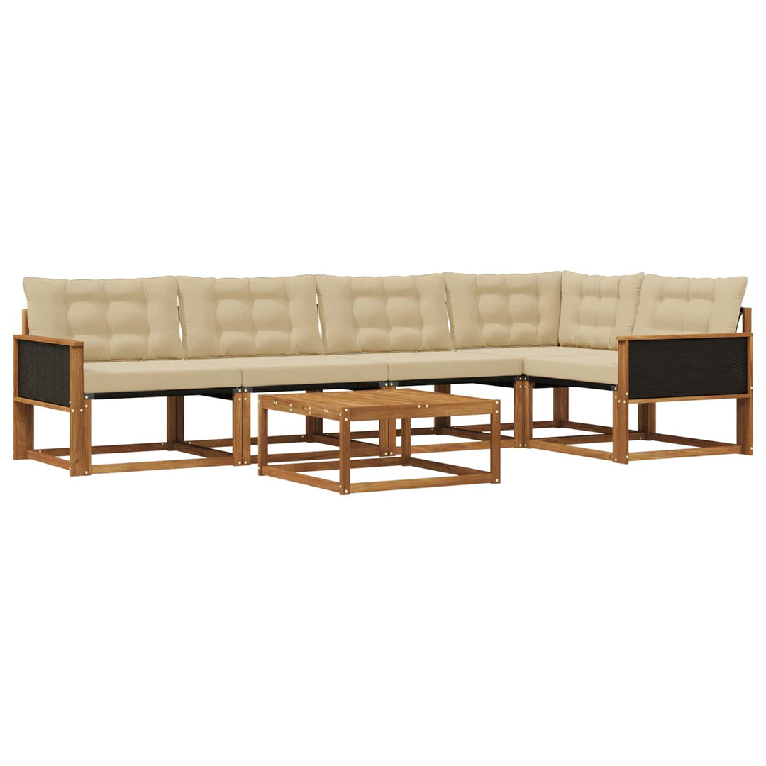 Udendørs sofagruppe med pude 6 pcs Naturlig og Beige